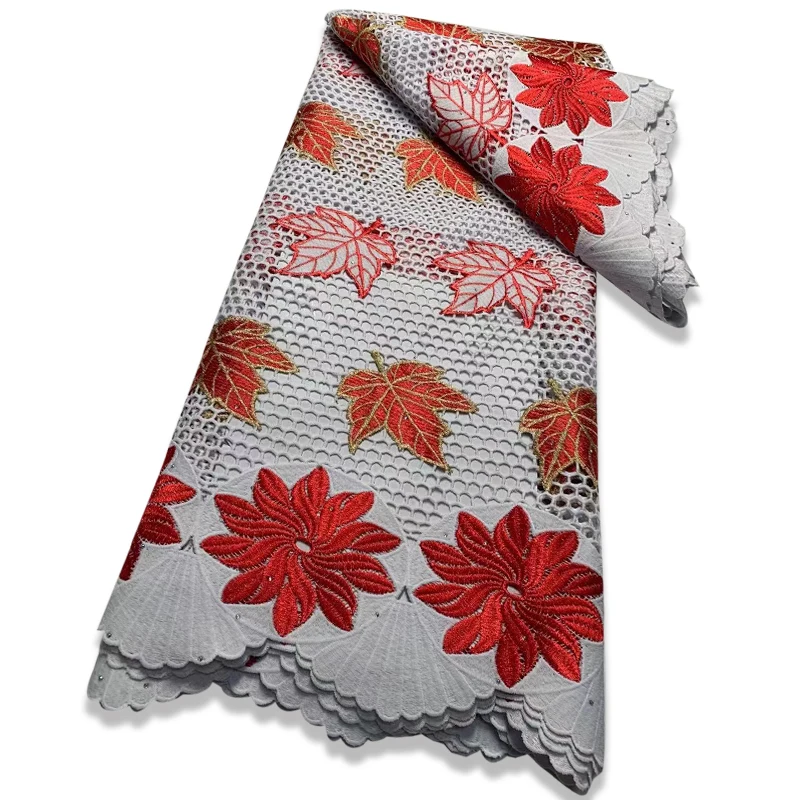 

African Lace Fabric 2022 Water Soluble Lace Fabric 5 Yards Flower Nigeria Tulle For Wedding Garment Sewing Women Party Dress A2