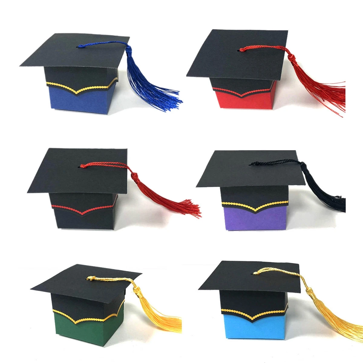 

50Pcs Bachelor Hat Cap Candy Box for Graduation Gift Packaging Box DIY Birthday Baby Shower Wedding Favor Gift Boxes Party Decor