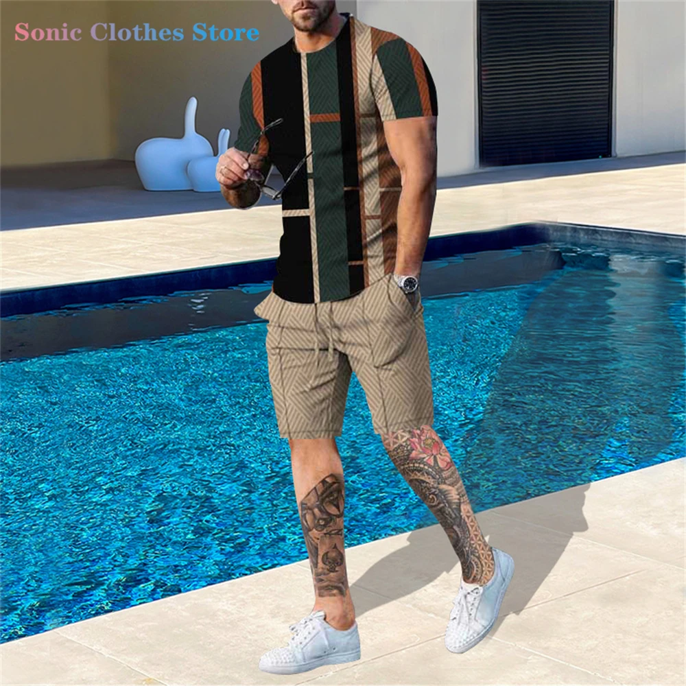 Summer Men Set Fashion 2-piece Set Men T-shirt Shorts Pants Suit Casual Short Tracksuit Set Oversized Clothes Mens Jogging Sets