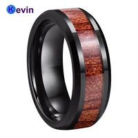 black wood ring men women tungsten wedding band classic trendy jewelry with rose wood inlay 6mm 8mm comfort fit