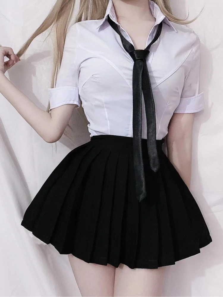 

Short WOMENGAGA Sexy Pleated Skirt JK Short Skirts Fashion Korean Women 2022 Summer Black Cute Loli Sweet Girl Female U8HS