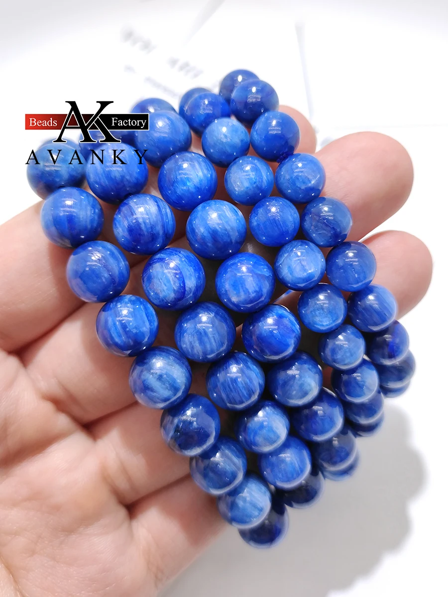 

Natural Gemstone Blue Kyanite Crystal Single Lap Necklace For Women Girl Birthday Gift Fresh Bracelets Fashion Jewelry 8-12mm