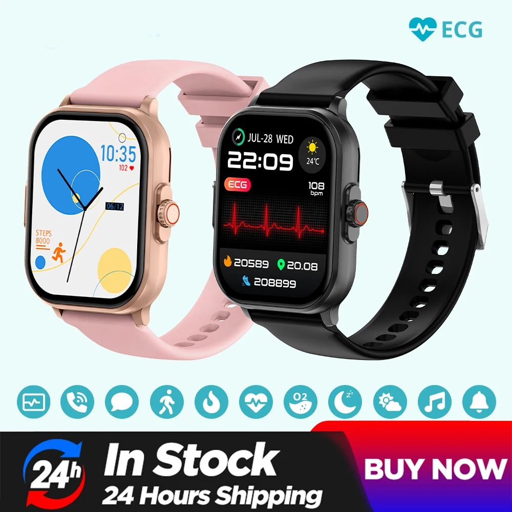 

2023 NEW C63 ECG+PPG Blood Oxygen Health Smart Watch 2.01" Display IP68 Waterproof 7 Days Battery Life Smartwatch Bluetooth Call