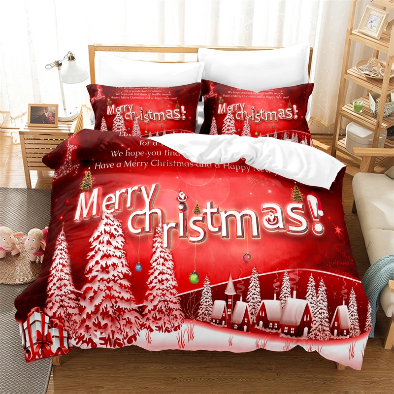 

Красное рождественское постельное белье, набор с пододеяльником, постельное белье с 3d Цифровым принтом, постельное белье королевского размера, Комплект постельного белья, модный дизайн