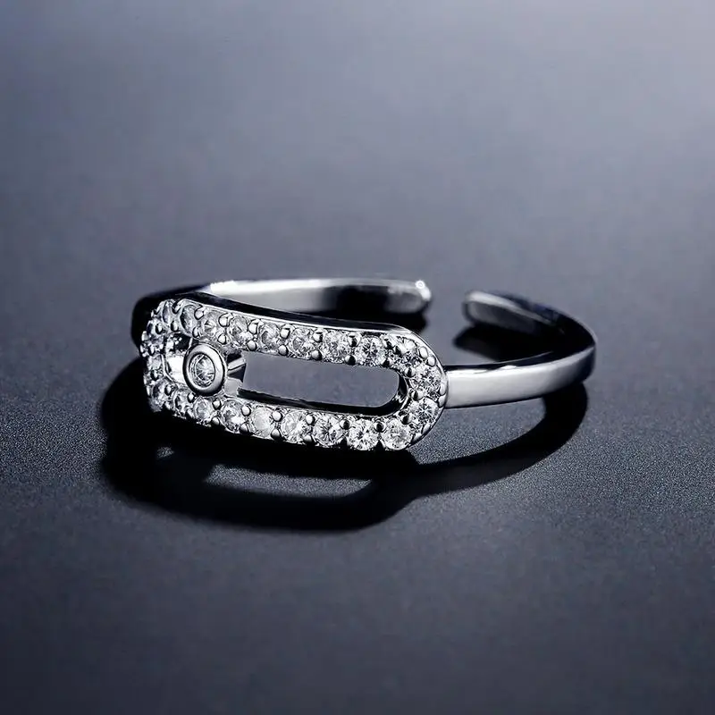 

Personality Exquisite Sparkling Hollow Geometric Zircon Rings Bride Elegant Luxury Engagement Wedding Jewelry Gift Couple Rings