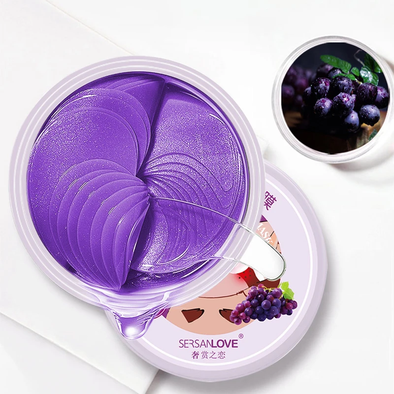 

60pcs Fresh Fruit Collagen Eye Mask Anti Dark Circles Hydrating Anti-Wrinkle Snail Gold Eye Patch Women Anti-aging Skin Care