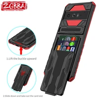 zgbba shockproof card slot protection phone case for google pixel 6 6a luxury bracket card holder cover for google pixel 6 pro