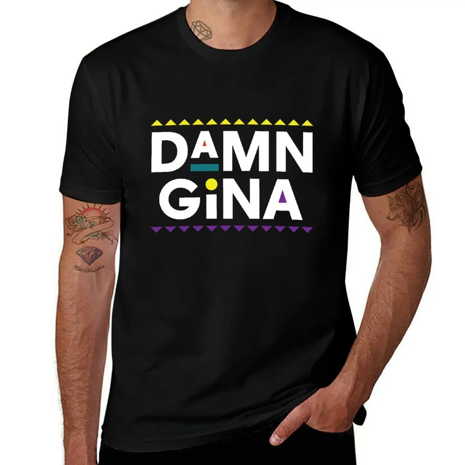 Фото Футболка Damn Gina в стиле 90-х, хлопковая рубашка с короткими рукавами для активного спорта №1