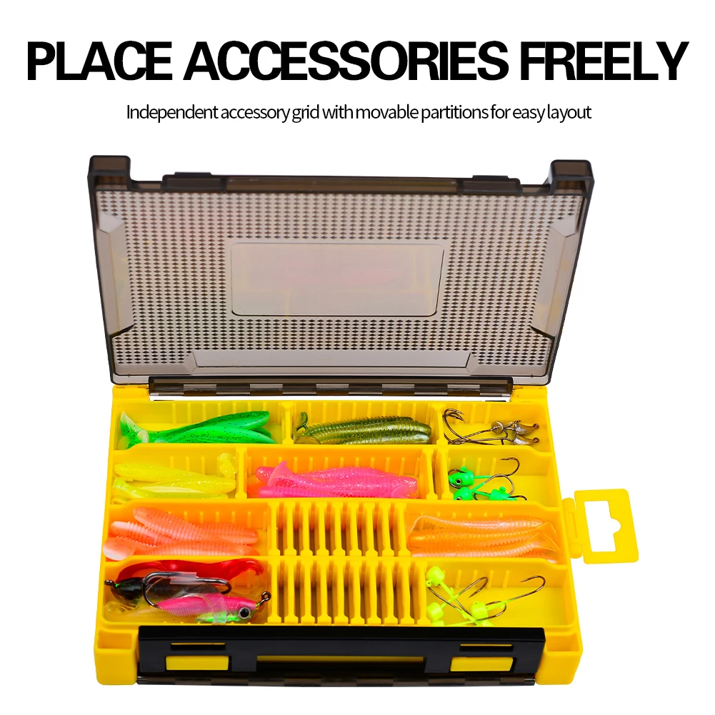 

Double Sided Fishing Tackle Box with Removable Dividers Waterproor Portable Storage Case for Lures Hooks Sinkers Accessories