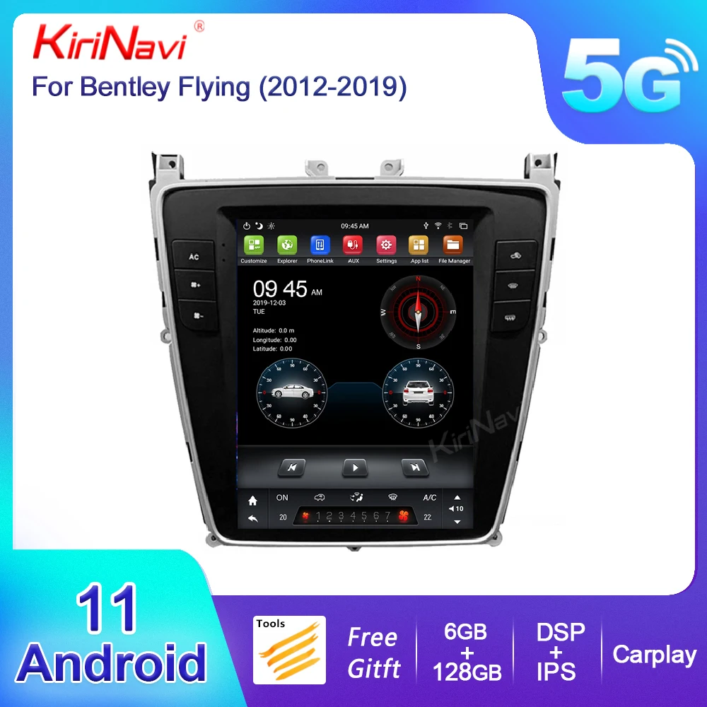 Автомагнитола KiriNavi вертикальный экран 10 4 дюйма Android 11 GPS-навигация для Bentley Flying