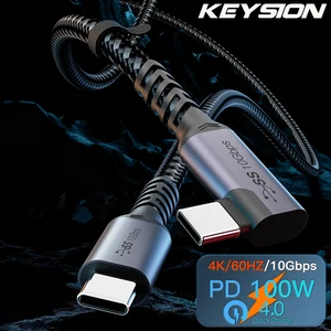 KEYSION 100 Вт PD USB 3.1 Gen 2 10 Гбит/с Кабель для передачи данных USB-C на Type C 4K @ 60 Гц Зарядный кабель QC 4.0 5A Провод для быстрой зарядки для iPhone 15