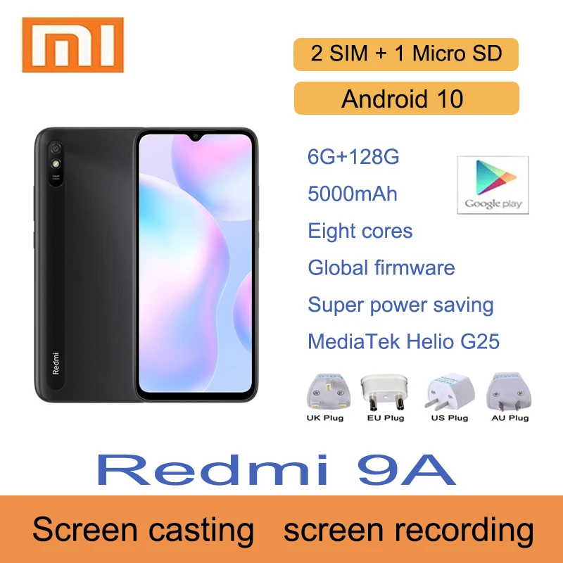 Смартфон Xiaomi Redmi 9A 4 + 64 ГБ 6 53 дюйма HD 5000 мА · ч | Мобильные телефоны и аксессуары