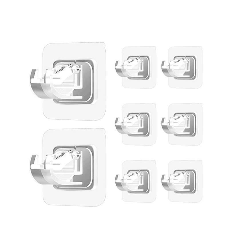 

8PCS No Drill Curtain Rod Brackets Curtain Rod Holder Hooks Nail Free Curtain Rod Hooks Curtain Hangers For Home