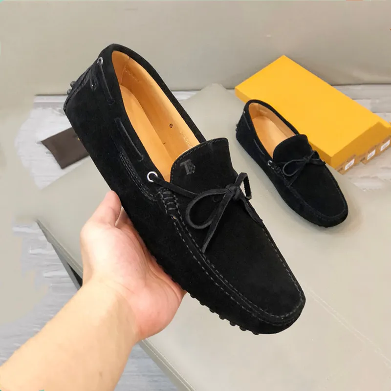 

Brand Designer bowknot Casual Shoes Fashion Shoes Handmade Suede Genuine Leather Loafers Slip On Men's Flats Male Driving Shoe