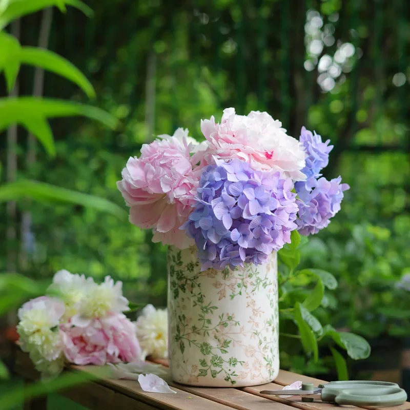 Винтажный керамический цветочный горшок для украшения дома Зеленый ледяная