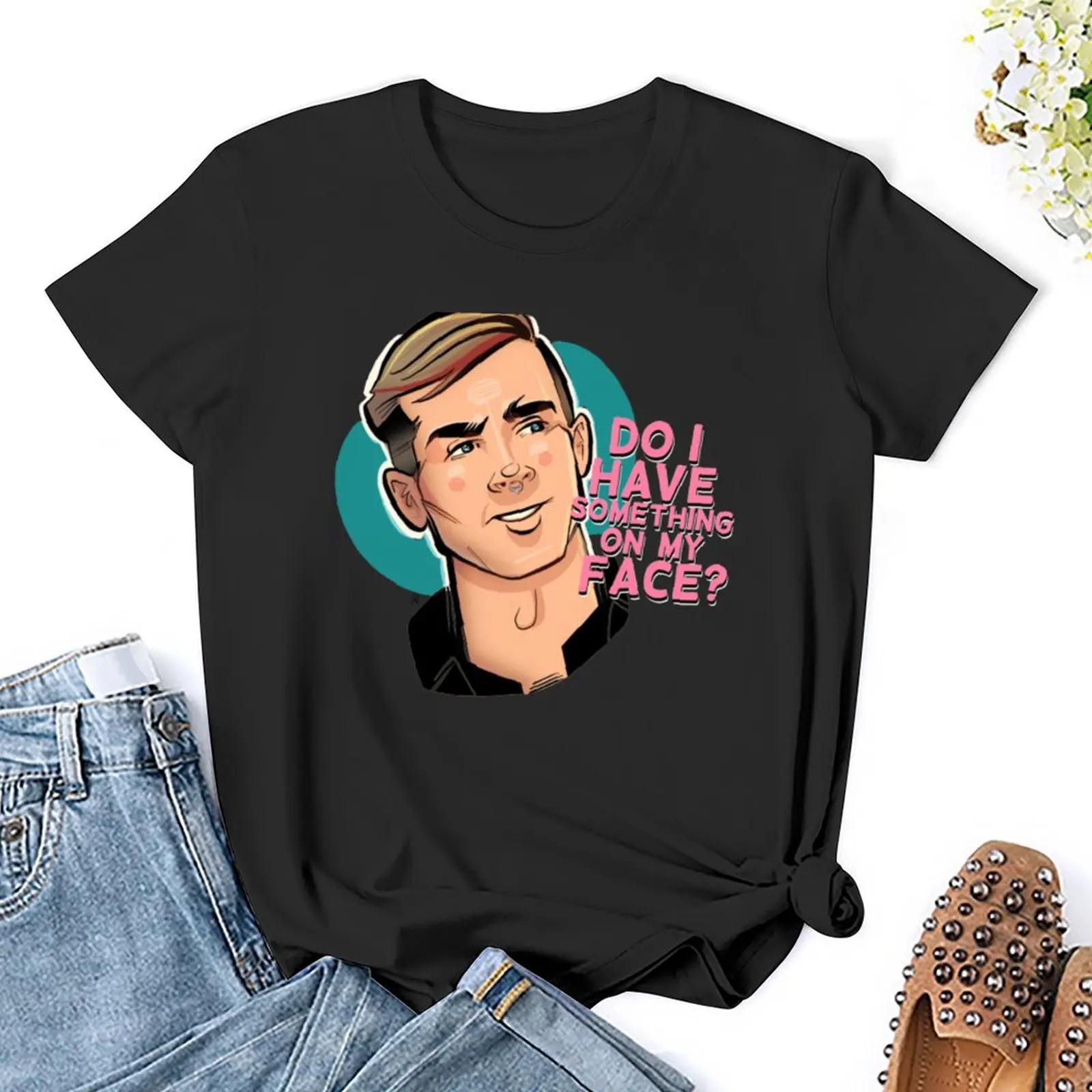 Жемчужная связь-у меня есть что-то на лице? Футболка летний топ винтажная одежда