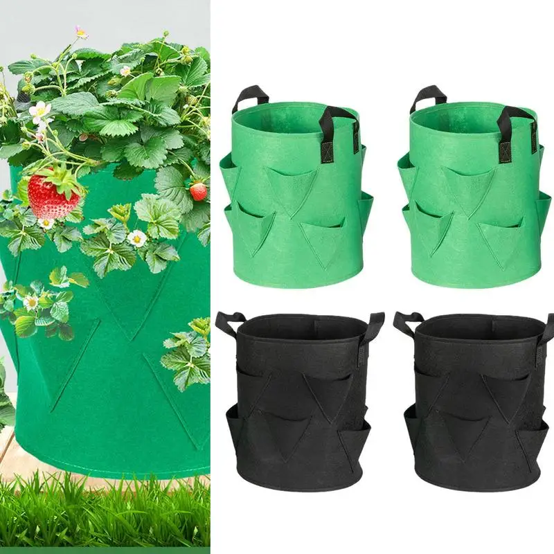 

Fabric Plant Pots Grow Bag Strawberry Planter 10 Gallon Planting Bags Reusable Gardens Balconies Flower Herbs Breathable Cloth