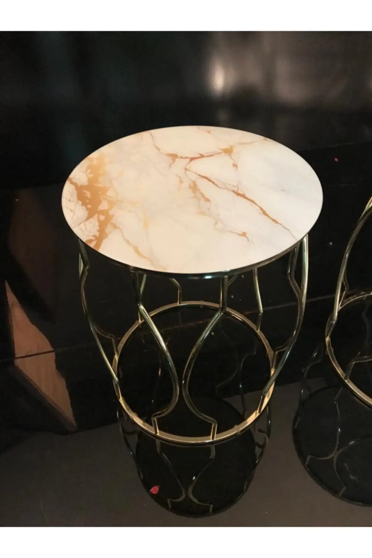 

Marble Pattern Gold Pedestal 2'li Fiskos wohnzimmertisch