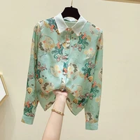 womens clothing spring 2022 new pretty and cheap top long sleeve womens patterned chiffon blouses fashion korean floral shirt