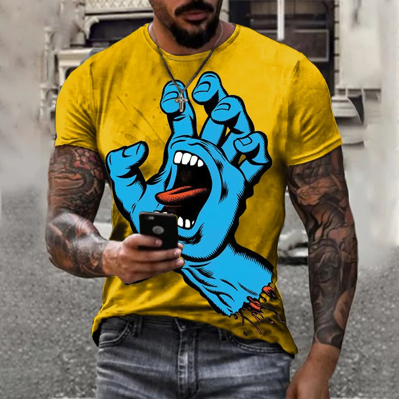 

Monster Giant Hand 3D Print T Shirt Men Street Handsome Short Sleeve Summer Street Style Trendy Male Clothes Funny Sportswear