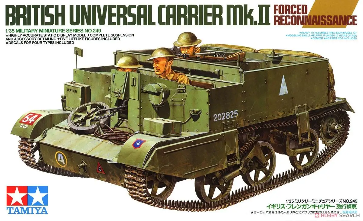 

Tamiya 35249 1/35 Scale British Universal Carrier Mk.II Forced Reconnaissance Model Kit