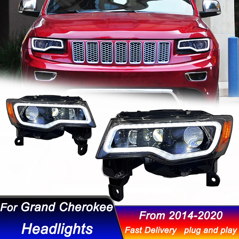 Автомобильные светодиодные фары для Jeep Grand Cherokee 2014-2020 новый стиль полностью DRL