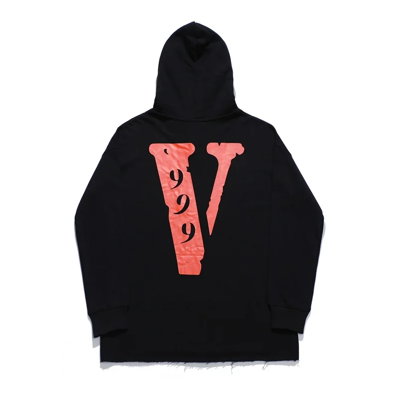 

22ss Vlone Fashion Brand Hip Hop 999 Large V Printing Series Couple Loose Terry Hooded Sweatshirts Wholesale