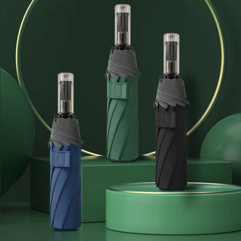 

Зонт Автоматический мужской с механической ручкой, светоотражающий большой зонт для ночного бизнеса, с УФ-защитой