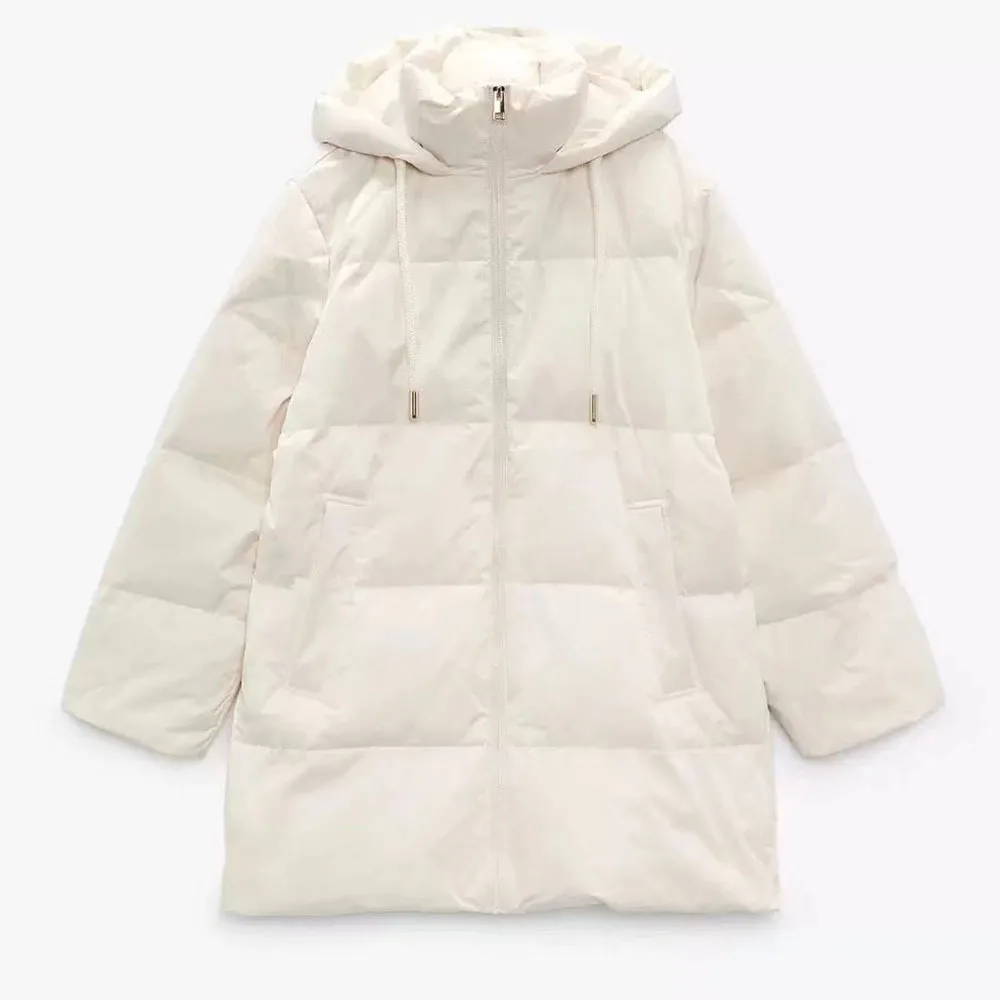 2022 Damenjacken Winter Women's Hooded Mid Length Warm Hooded Down Jacket Chaqueta Acolchada Mujer Snow Jacket Women