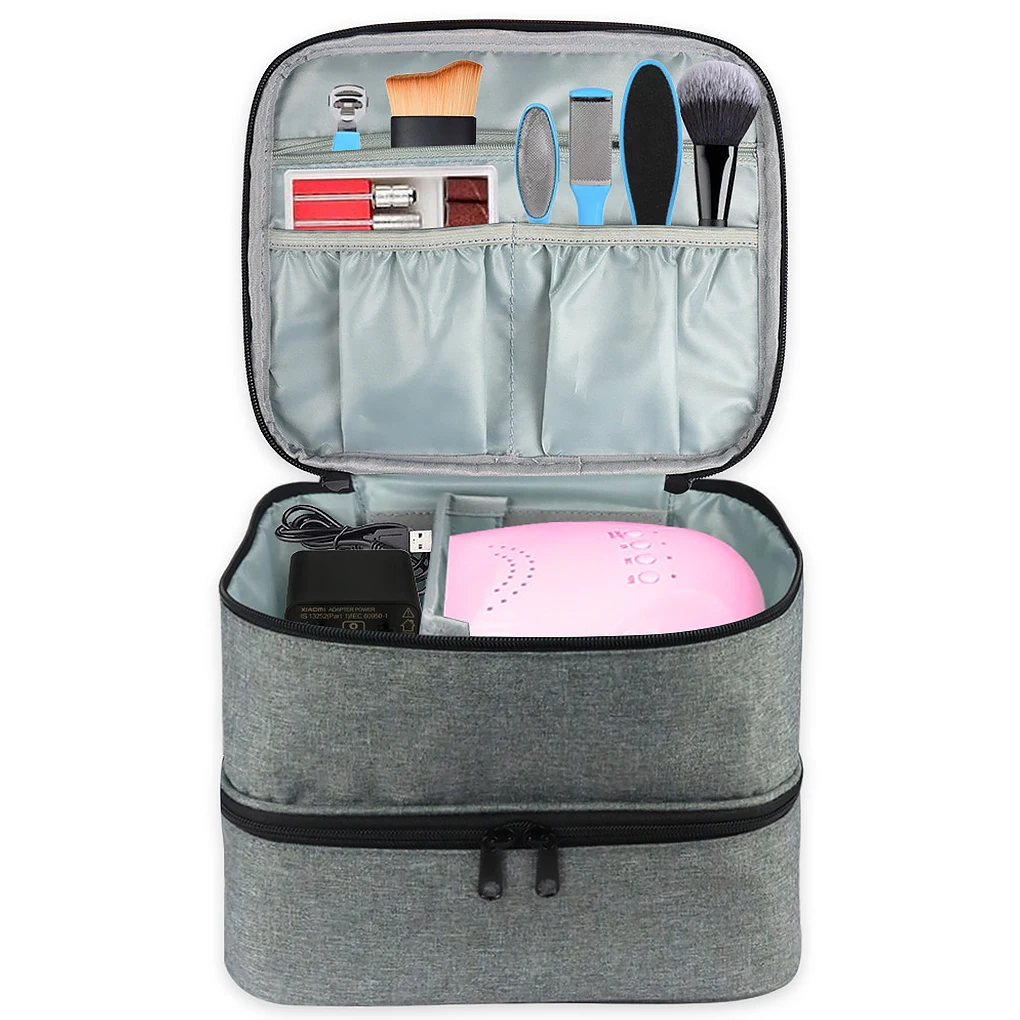 

Double Layer Nail Polish Bag Salon Tool Storage Case Women Beginners Makeup Carrying Container Dresser Organizer