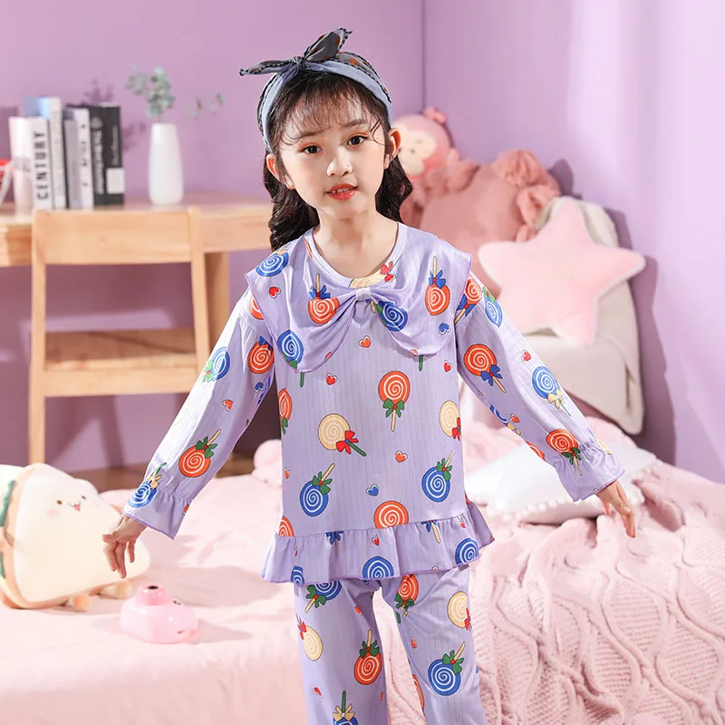 

Spring Children Pajama Set Long Sleeve Kids Homewear Cartoon Printed Casual Clothe Suit Autumn Full Girls Nightwear Teens Pijama