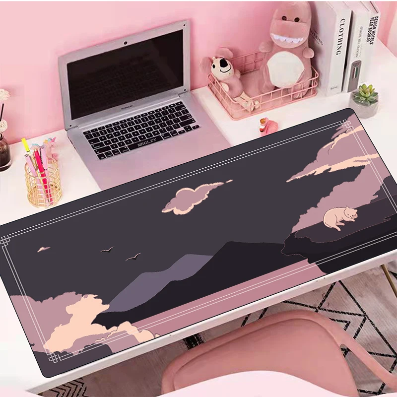 Multi-Size Cat Mouse Pad Game Components Original Art Design Mouse Pad Pink Cute Kawaii PC Gamer Computer Keyboard Desk Pad