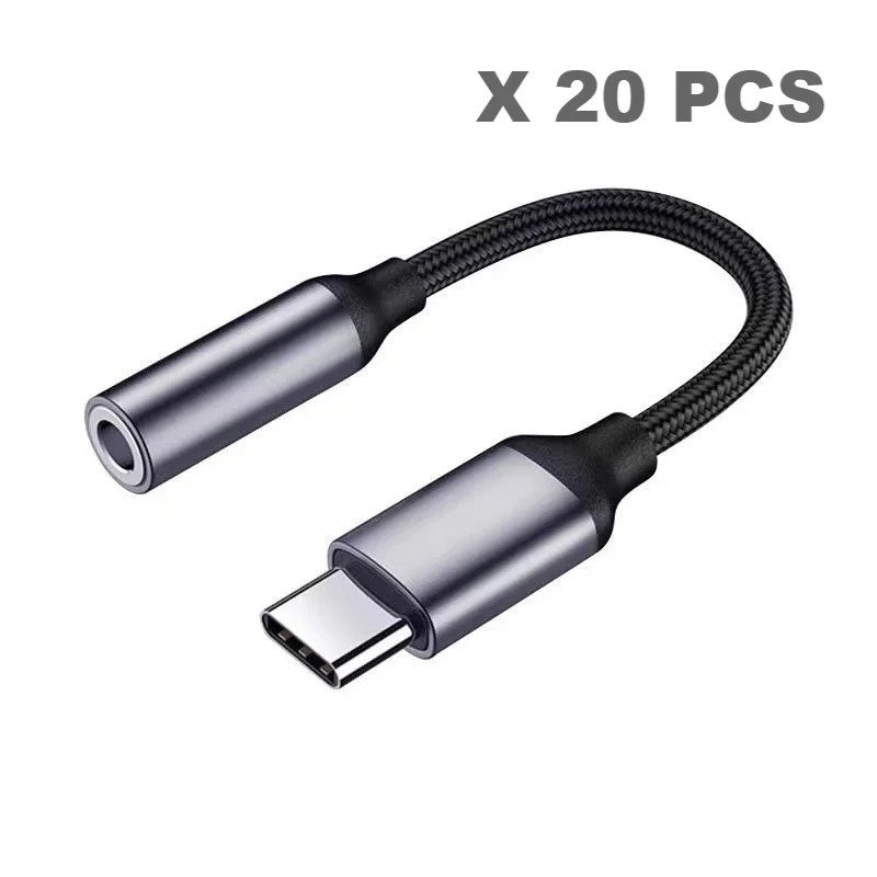 

2/5 /10/20 PCS Type-C to 3.5 MM Earphone Jack Charging 2-in-1 Support Calling Music Wire-controlled Volume Use for Xiaomi Huawei