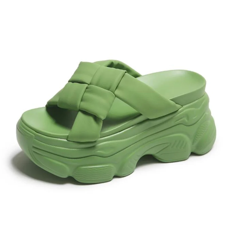 

Summer Women High Platform Slippers Flip-Flops Fashion Beach Shoes New Ladies Wedge Heels Shoes Woman Black Outside Sandals 8CM