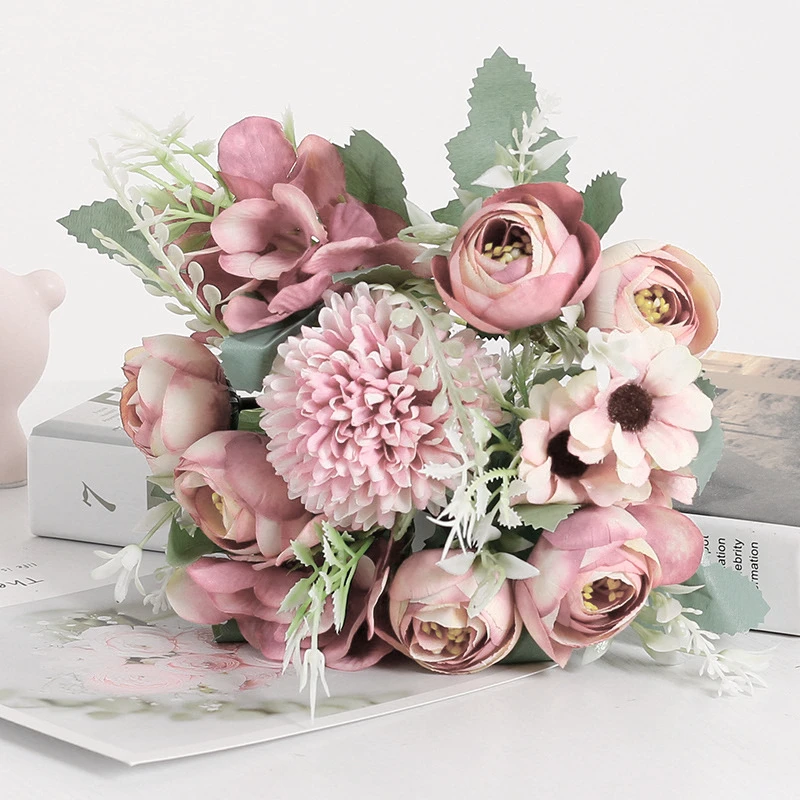 

Искусственные цветы гортензии, шелк, 7 головок