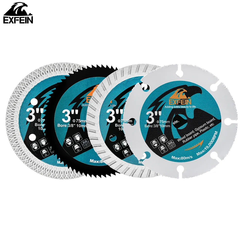 סט דיסקי חיתוך בקוטר 3 אינץ 'עם להב מיני לעץ, פלדה, בטון, גרניט, זכוכית, אריחים וכלי יד לחיתוך קרמיקה בקוטר 3 אינץ'