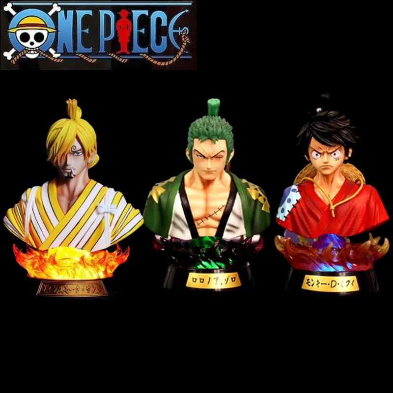 

16CM Anime One Piece Figure Roronoa Zoro Luffy Sanji Bust Pvc Action Figure Toys Illuminated Bust Statue Decoration Ornament