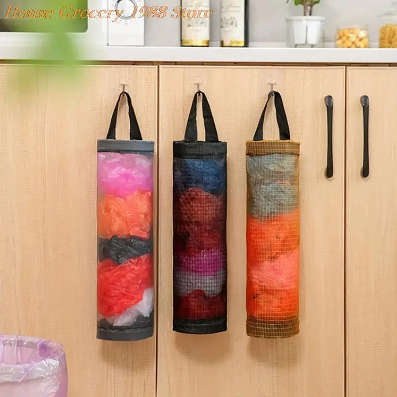 

Portable Plastic Garbage Hanging Bag Kitchen Trash Storage Rack Bag Hook Scouring Pad Dry Shelf Holder Sundries Fast Organzier