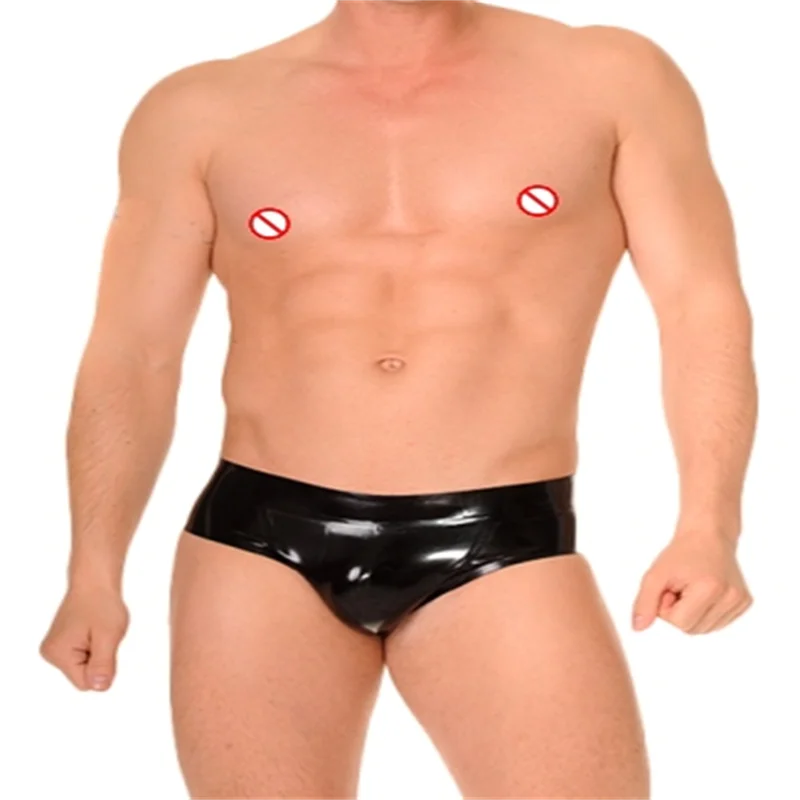 

Latex Fetish Underwear Sexy Men Briefs Black Natural Rubber Shorts (No Zip)