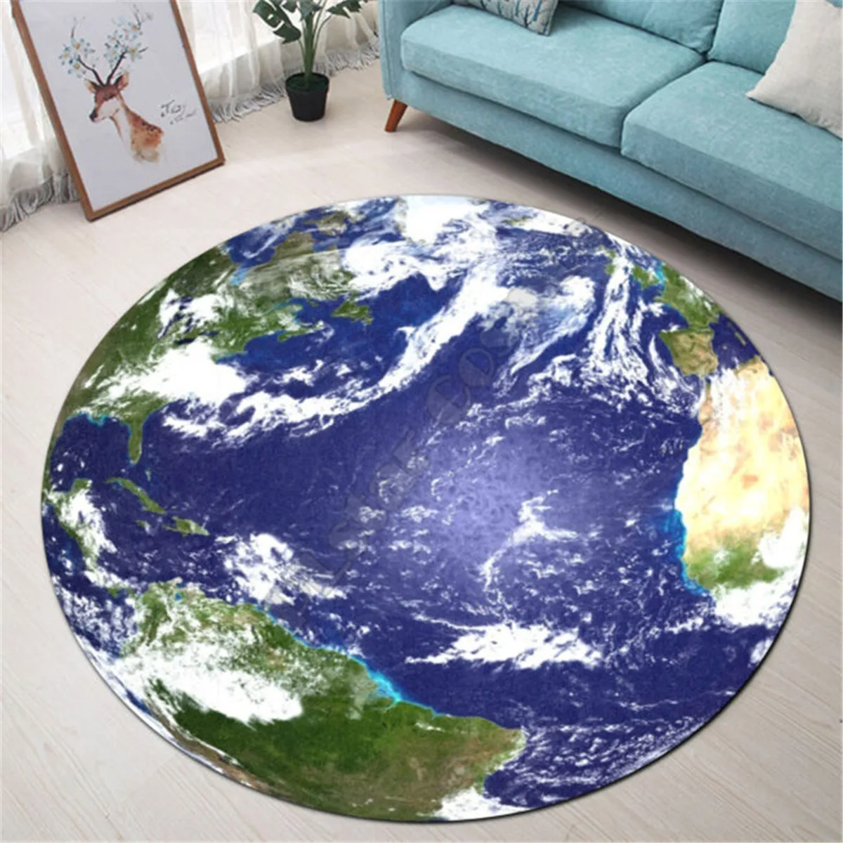 

Love Earth Premium Round Rug 3D Printed Rug Non-slip Mat Dining Room Living Room Soft Bedroom Carpet 01