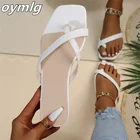 Сандалии женские на плоской подошве, босоножки с квадратным носком, большие размеры до 42, весна-лето 2022