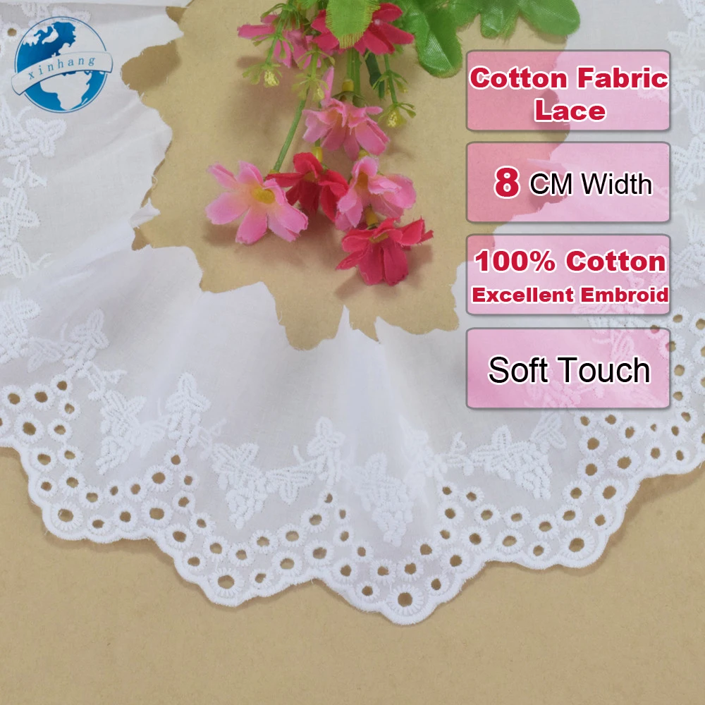 Хлопковая вышивка шириной 8 см белая кружевная швейная лента гипюр африканская