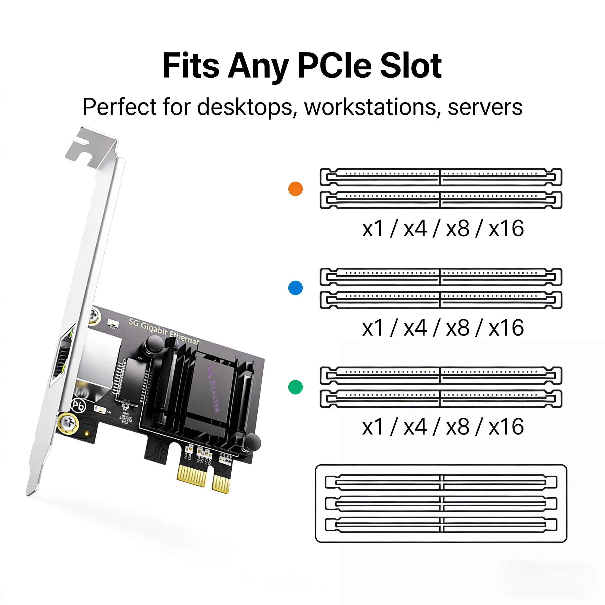 Фото Обновите свой домашний лабораторный комплекс! 5G PCIe NIC, сетевая карта Realtek RTL8126, адаптер 5X Fast Ethernet для ПК, игровых систем, NAS, Windows, Linux №3