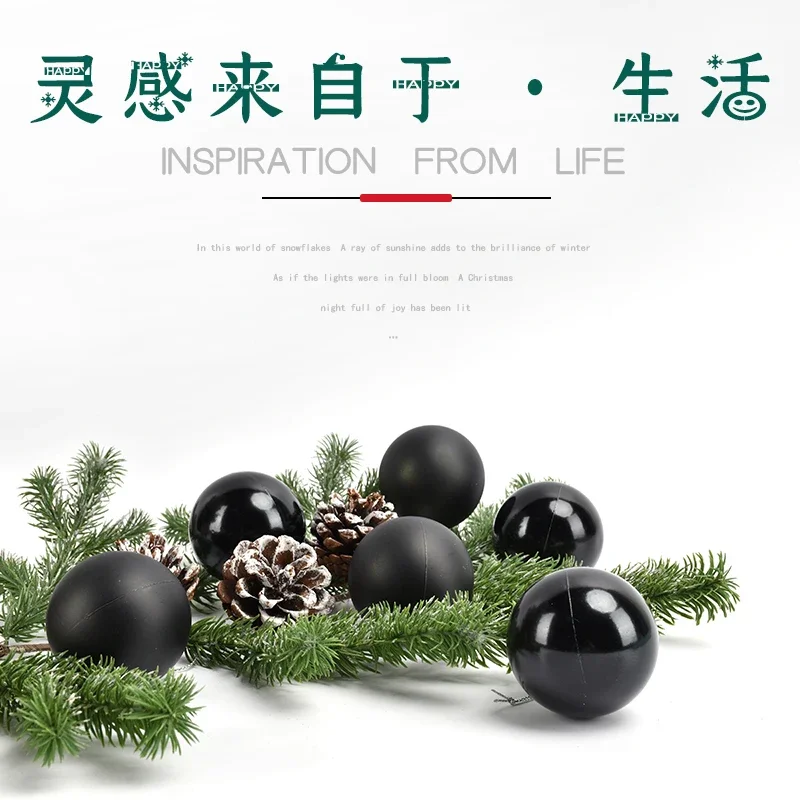 Рождественские украшения черные яркие подвесные рождественские шарики из ПВХ