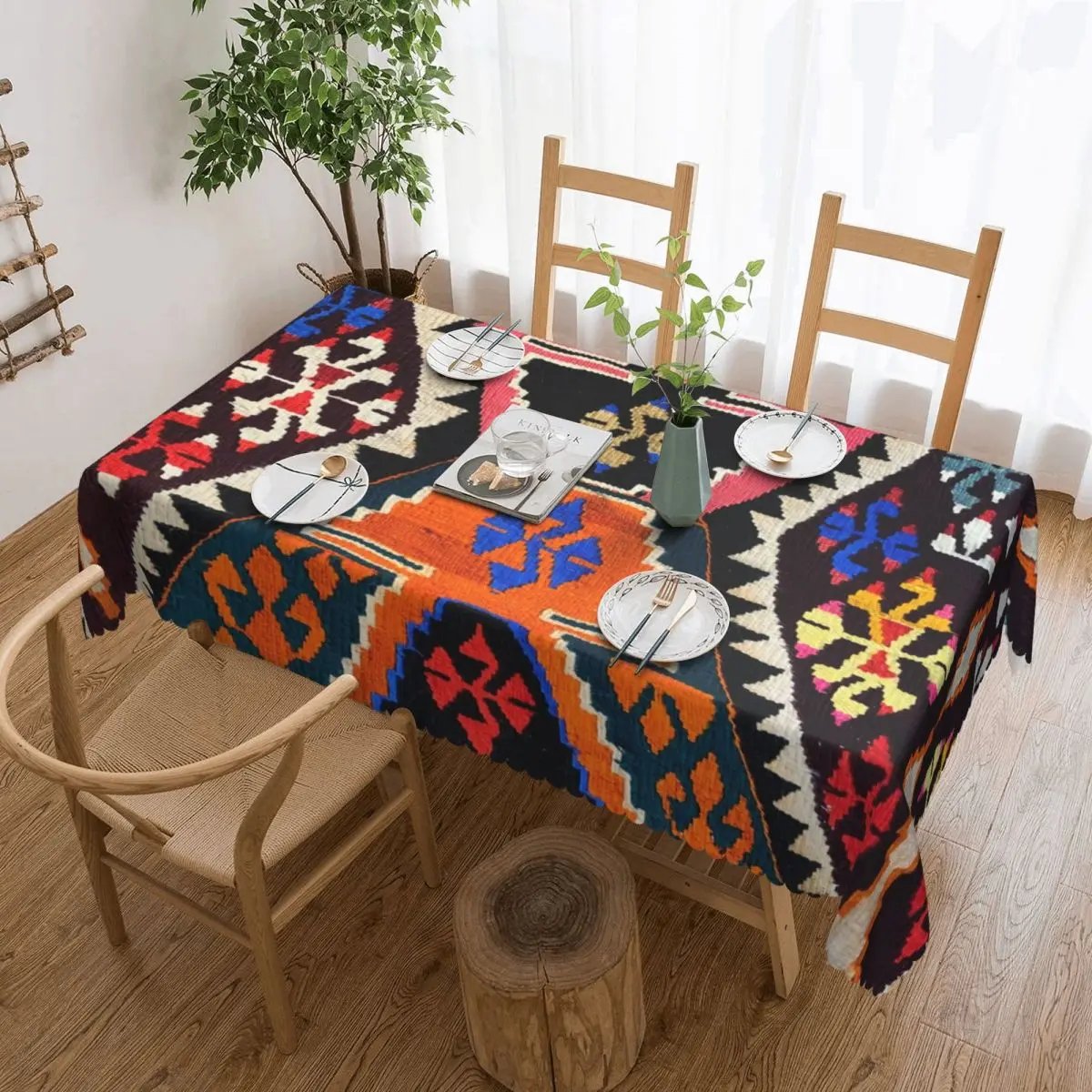 

Rectangular Tablecloth Tablecloth Fit 45"-50" Table Cloth Turkish Tribal Persian Ethnic Art Table Cover
