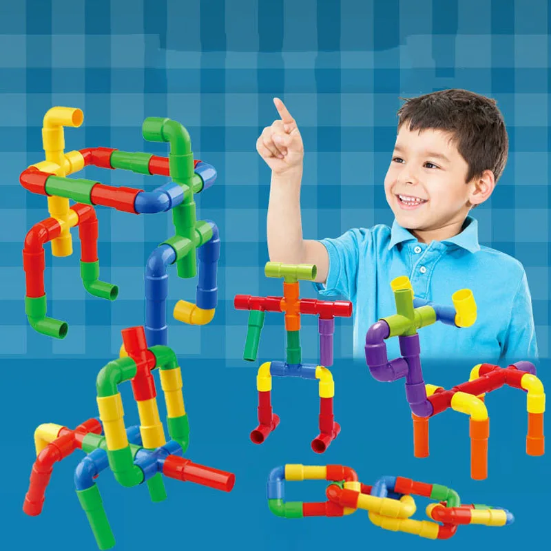 

Colorful Water Pipe Building Blocks for Children Kids DIY Assembling Tunnel Block Model Toys Building Blocks
