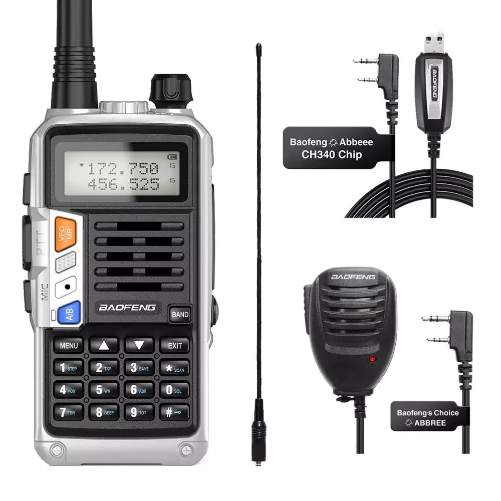 

UV-S9 Plus UHF/VHF Высокая мощность 771 антенна динамик USB кабель Автомобильное зарядное устройство Любительская Двусторонняя радиостанция Walkie Talkie