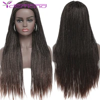 y demand black ombre brown braided wigs for black women or men synthetic wig crochet hair braids with box 2021 new