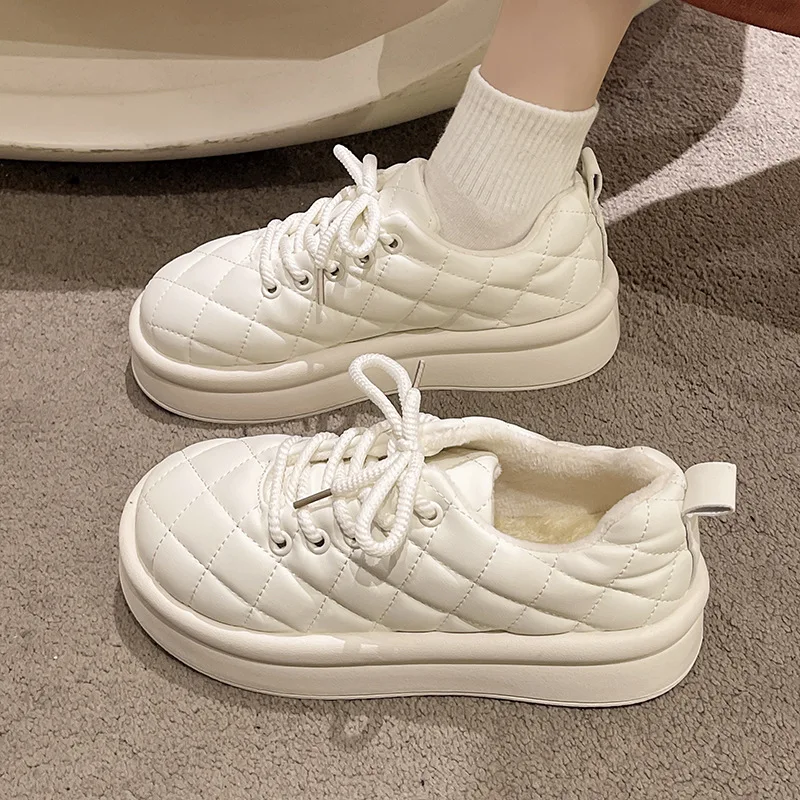

Small White Shoes All-Match 2022 Fashion Women's Female Footwear Casual Sneaker Clogs Platform Round Toe New Modis Dress Cross W