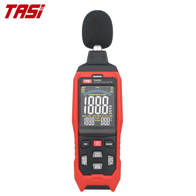 TASI-medidor de nivel de sonido Digital TA652B, instrumento de medición de ruido de 30-130dB, medidor de db con función de conexión de datos USB